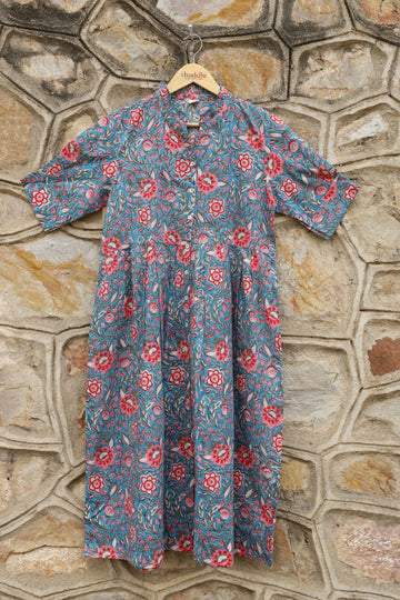 Koi Blue Pleated Dress