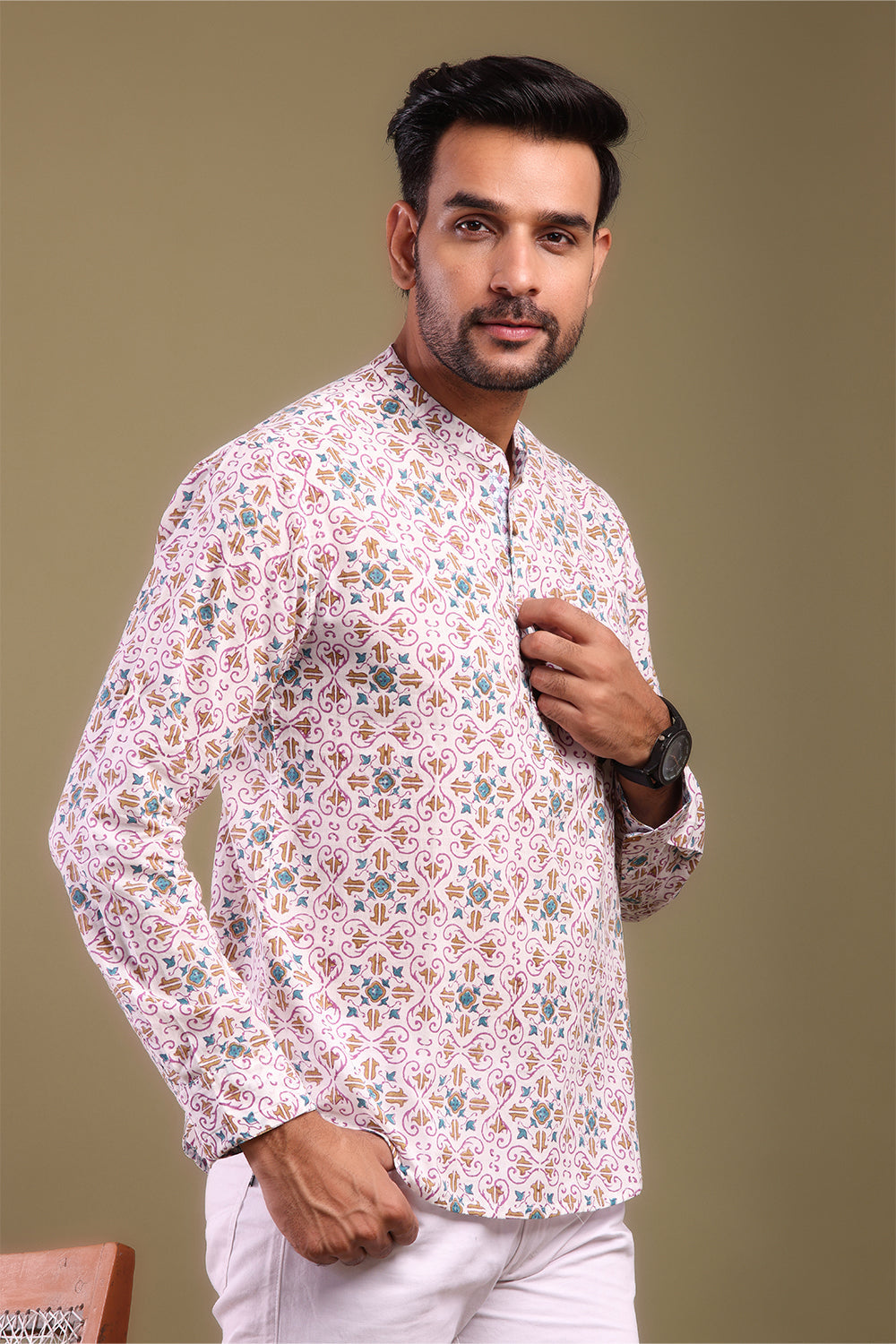 Blue & Mustard Design Men's Shirt