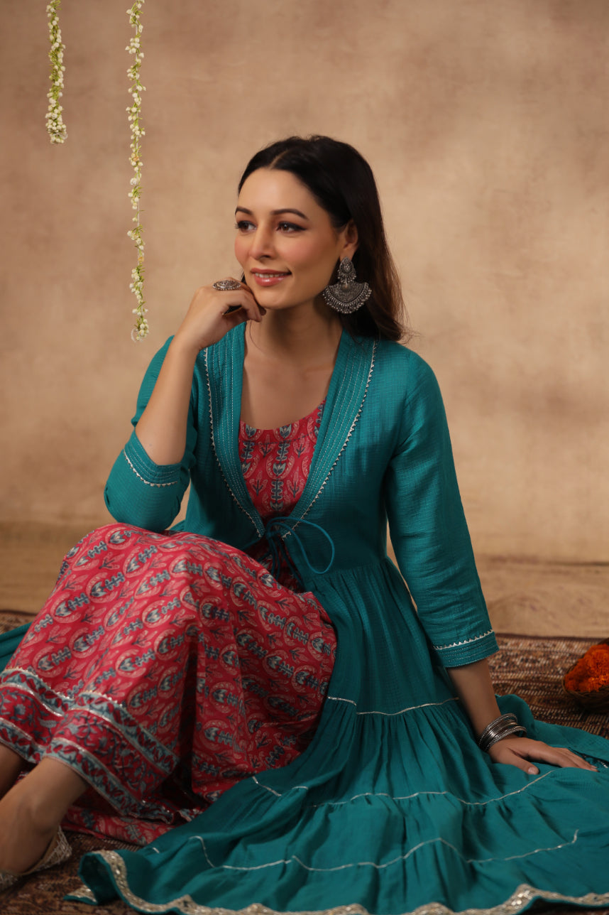 Shuddhi Pink and Blue double dress