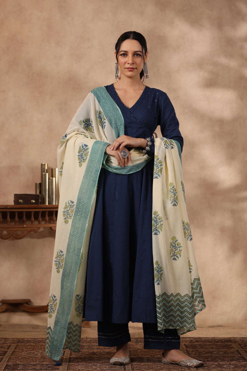 Shuddhi blue color 3 piece set