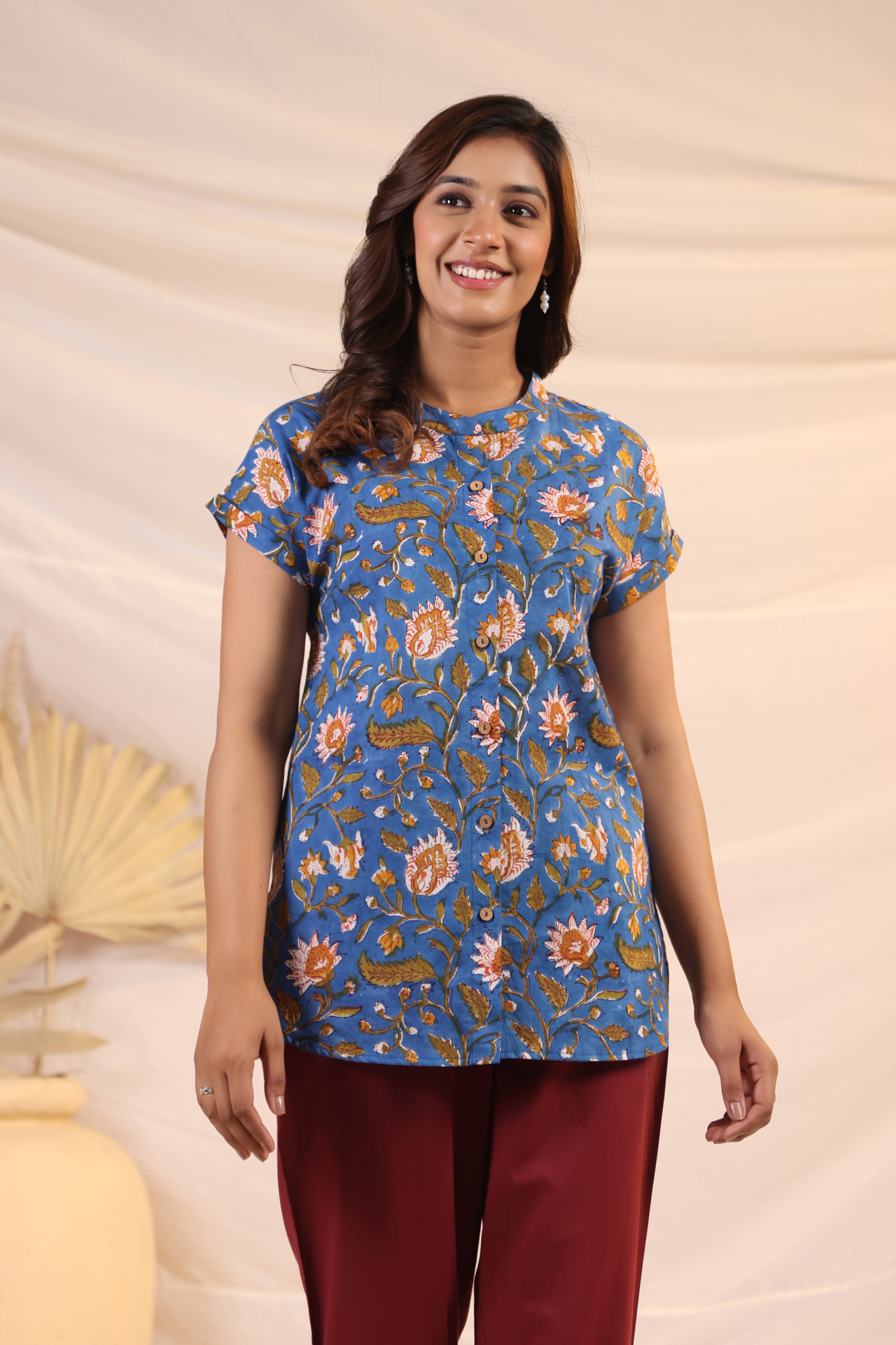 Shuddhi Blue and Green Shirt