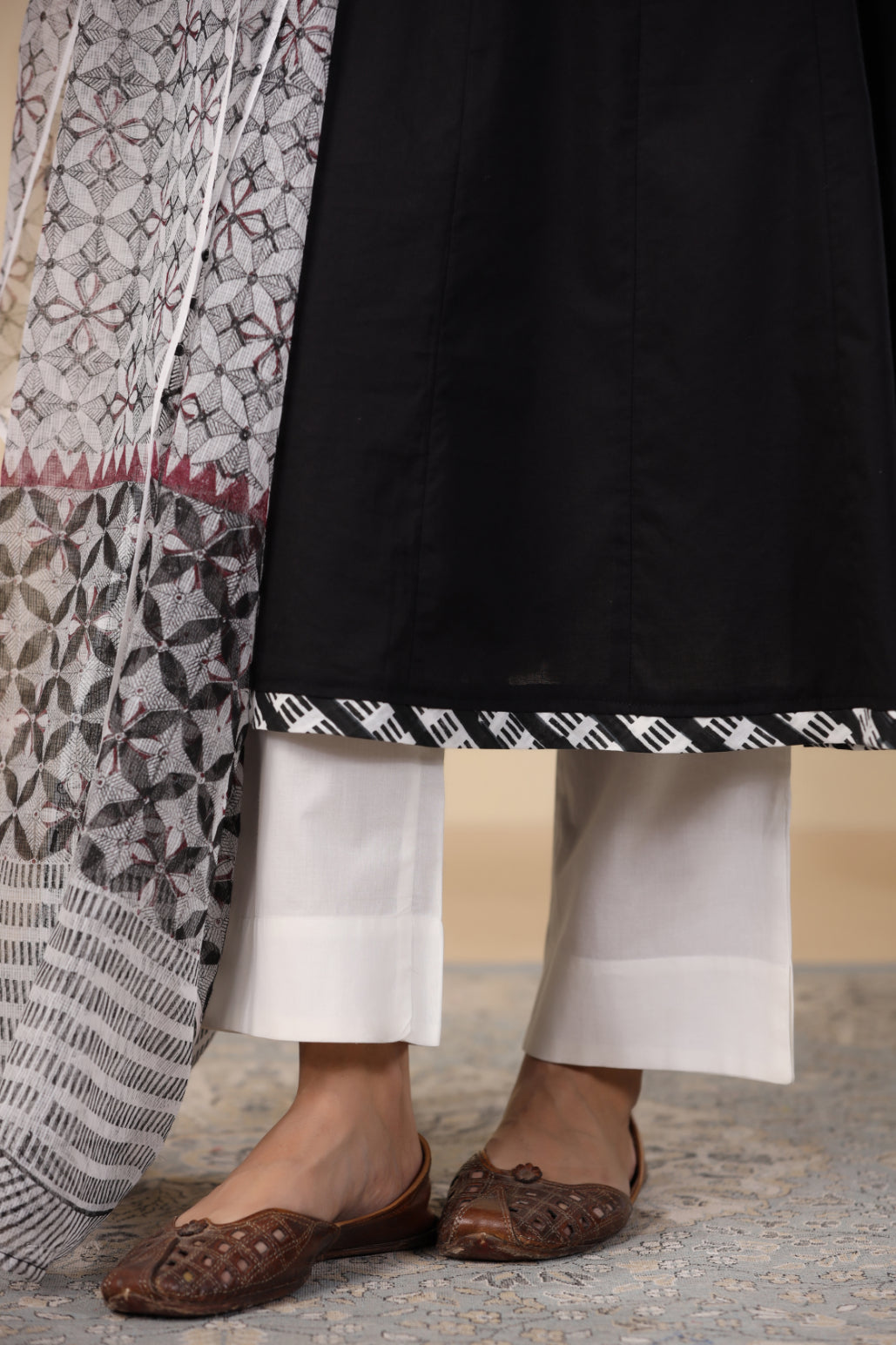 Jade Black Angrakha Kurta Dupatta Set