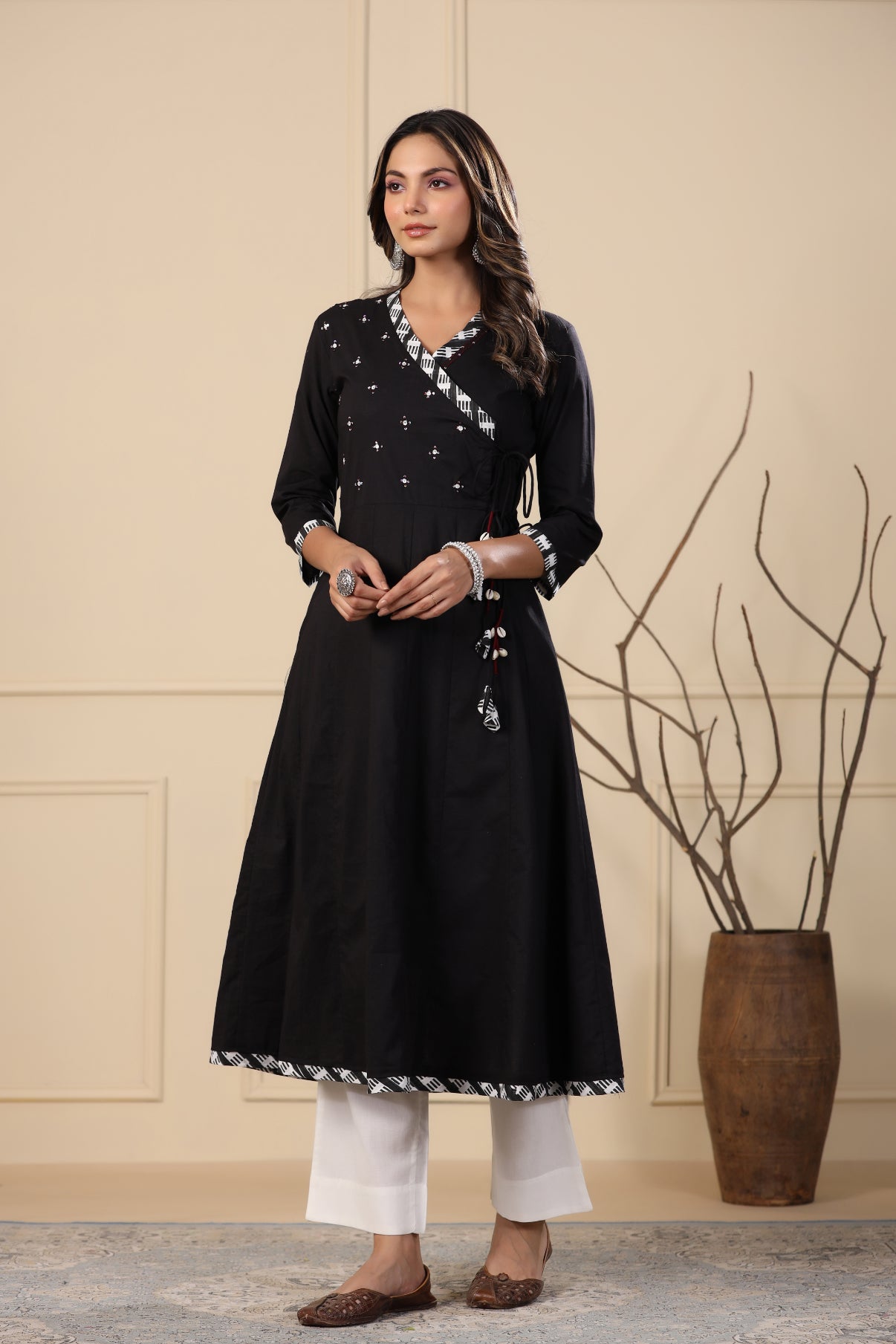 Jade Black Angrakha Kurta Dupatta Set