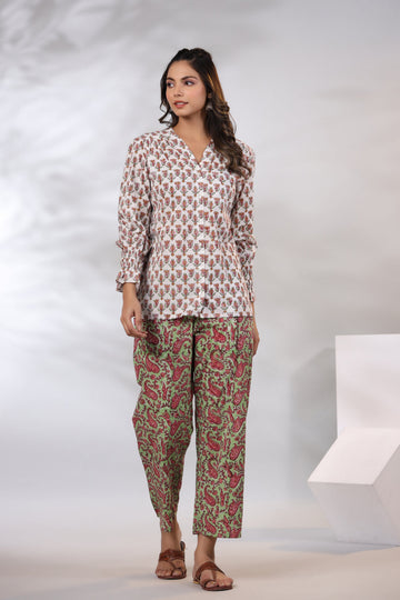 White Shirt Top With Pant