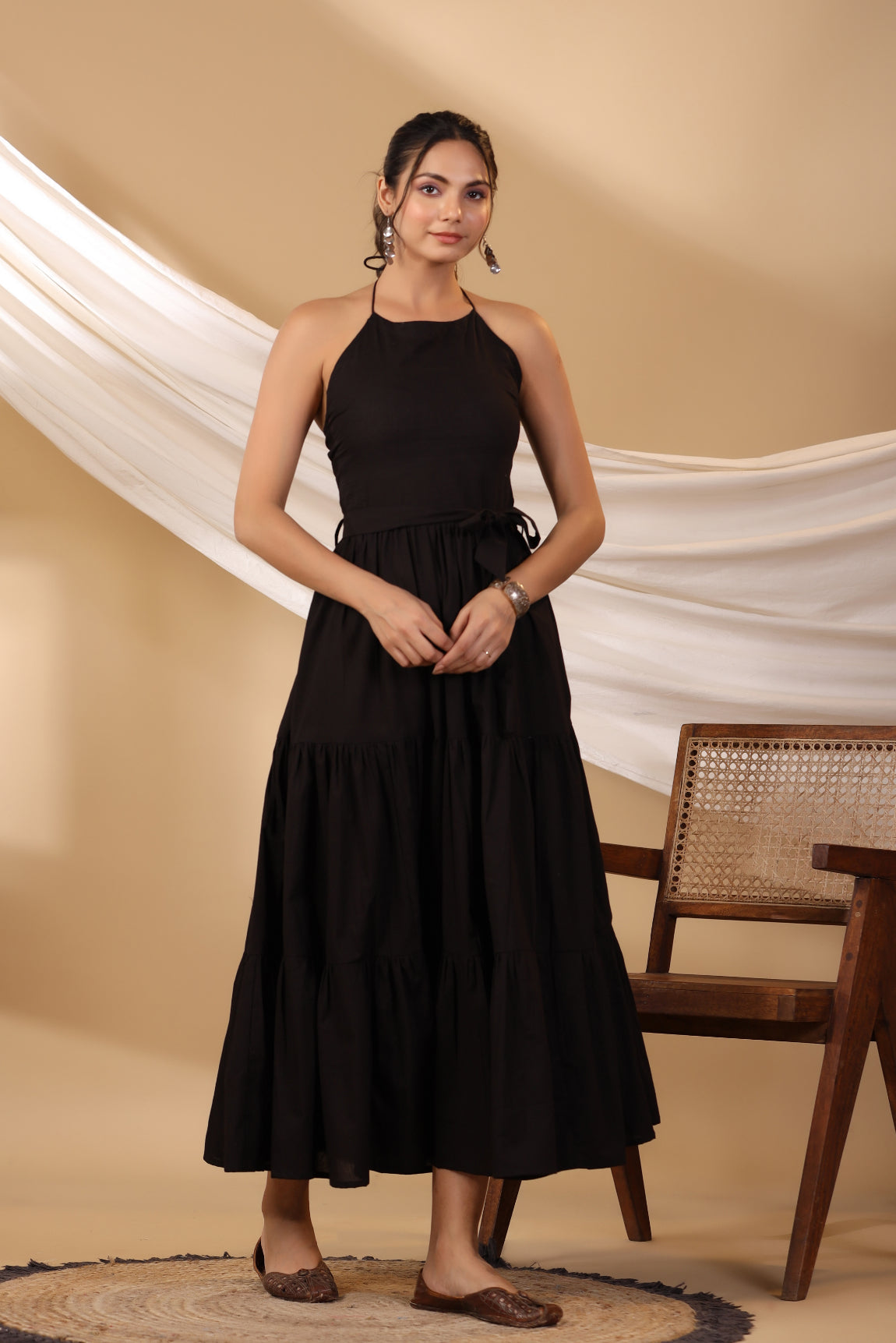 Jade Black Halterneck Long Dress
