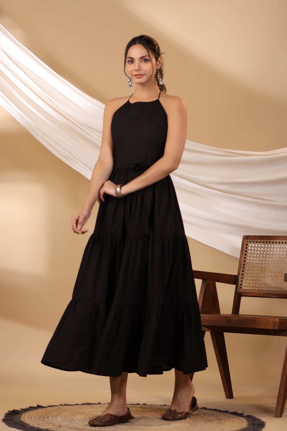 Jade Black Halterneck Long Dress