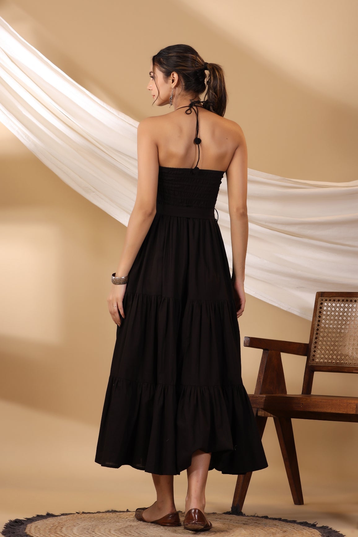 Jade Black Halterneck Long Dress