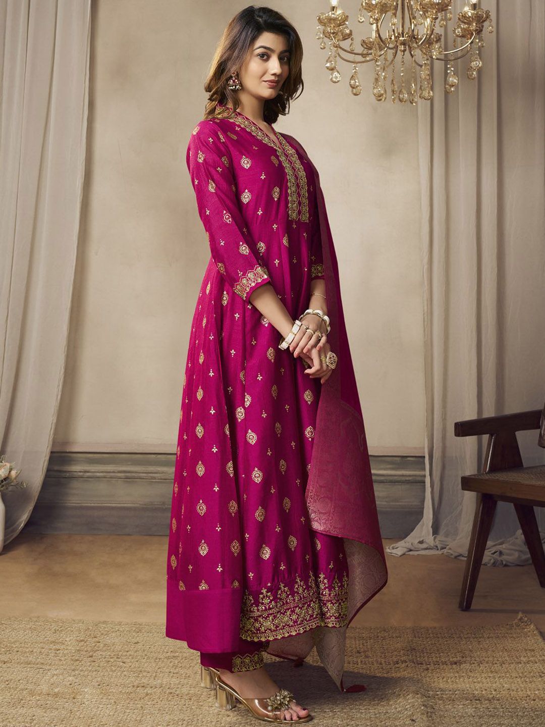 Label khoj Beautiful Anarkali kurta With Pant and Dupatta Set