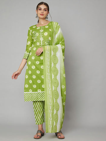 Label Khoj Women Cotton slub kurta, trouser and dupptta set