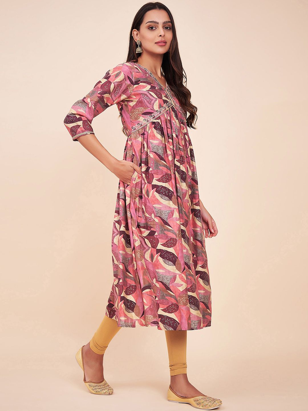 Label Khoj Women Silk Blend Alia Cut Kurta Dress