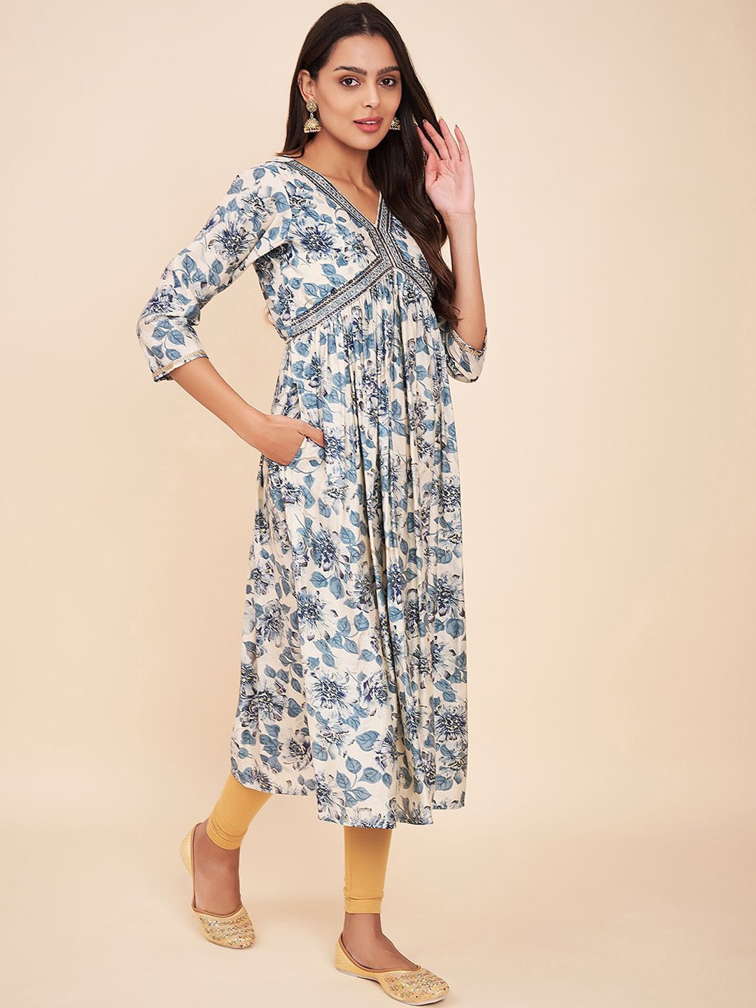 Label Khoj Women Silk Blend Alia Cut Kurta Dress