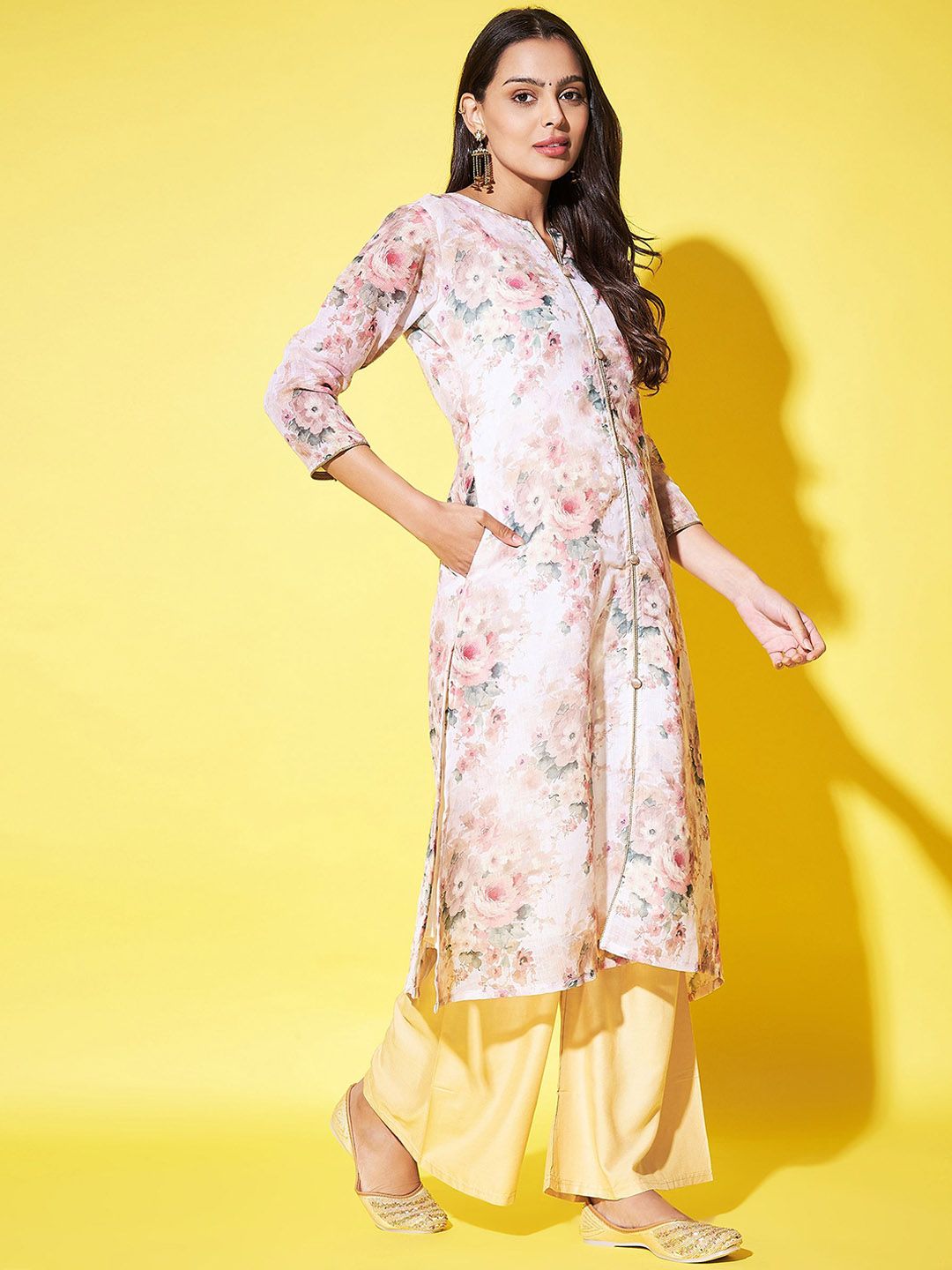 Label Khoj Women Lilen print  kurta