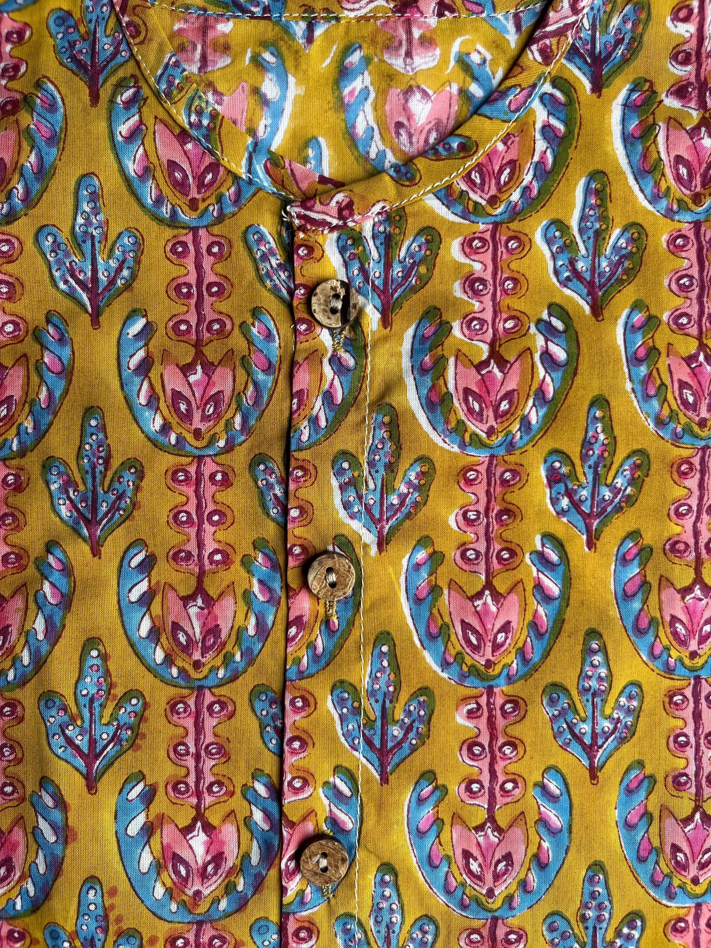 Shuddhi Mustard and Teal Jhabla set