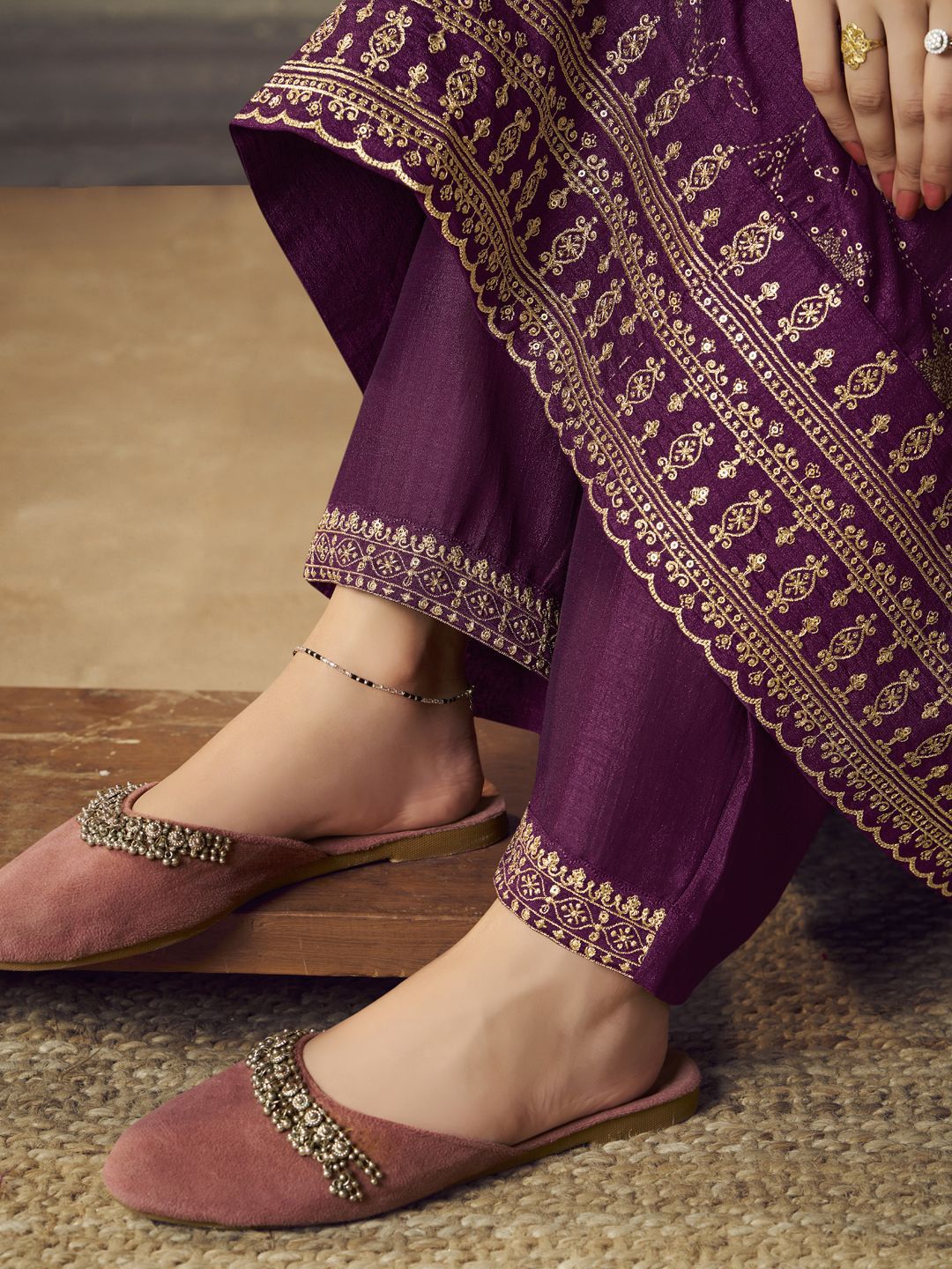 Label khoj Beautiful Anarkali kurta With Pant and Dupatta Set