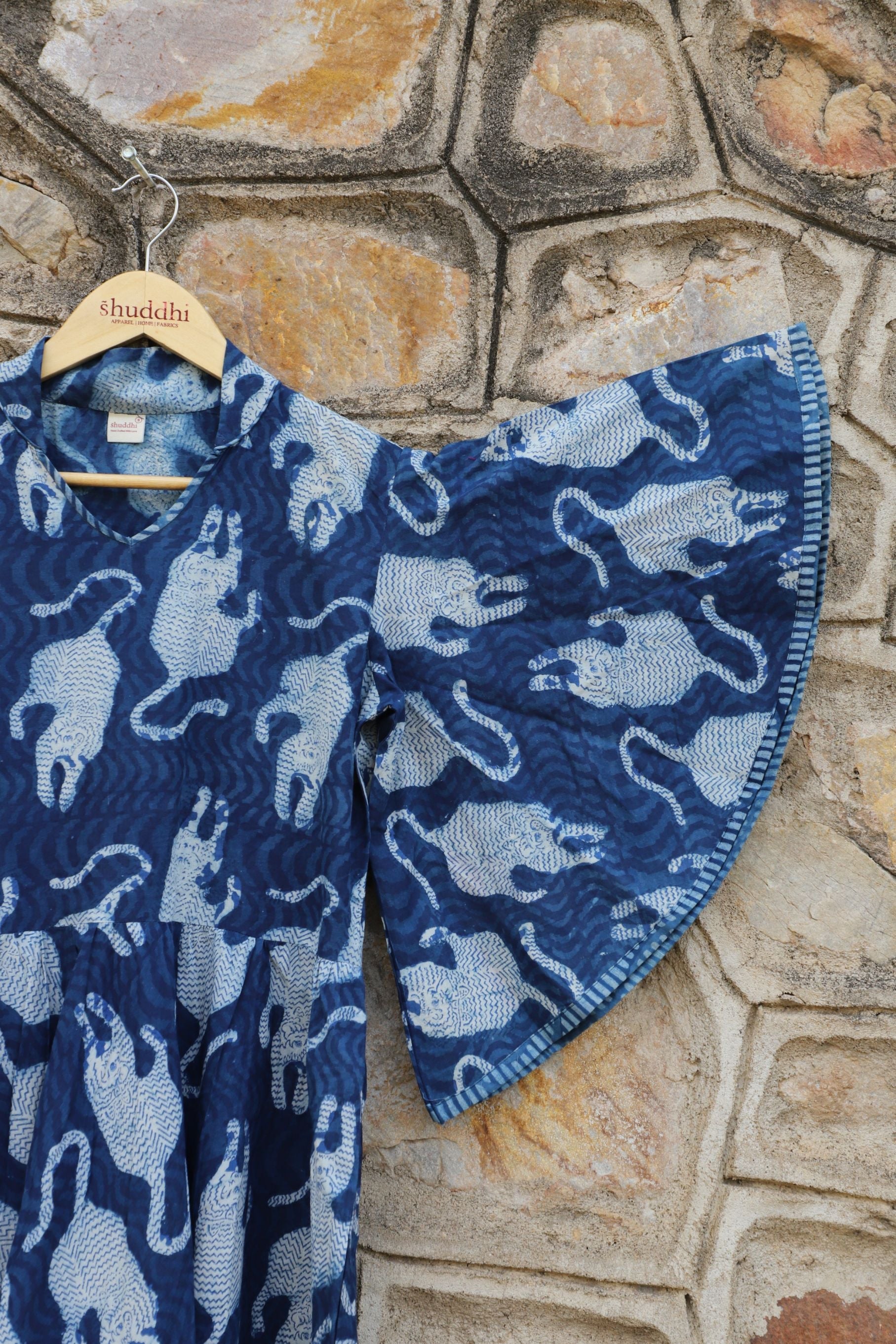 V Neck Indigo Dress