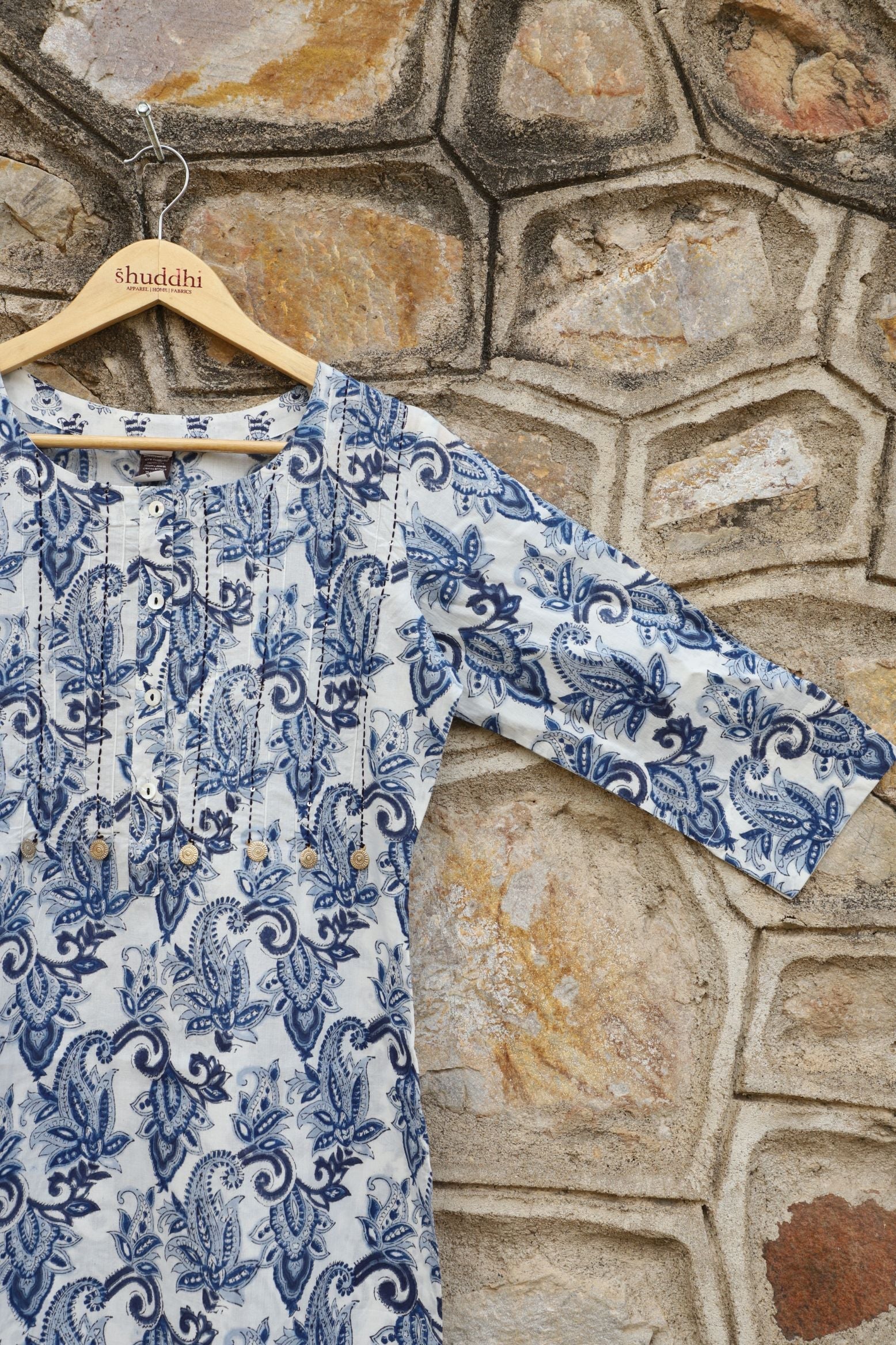 Persian Blue With White Straight kurta
