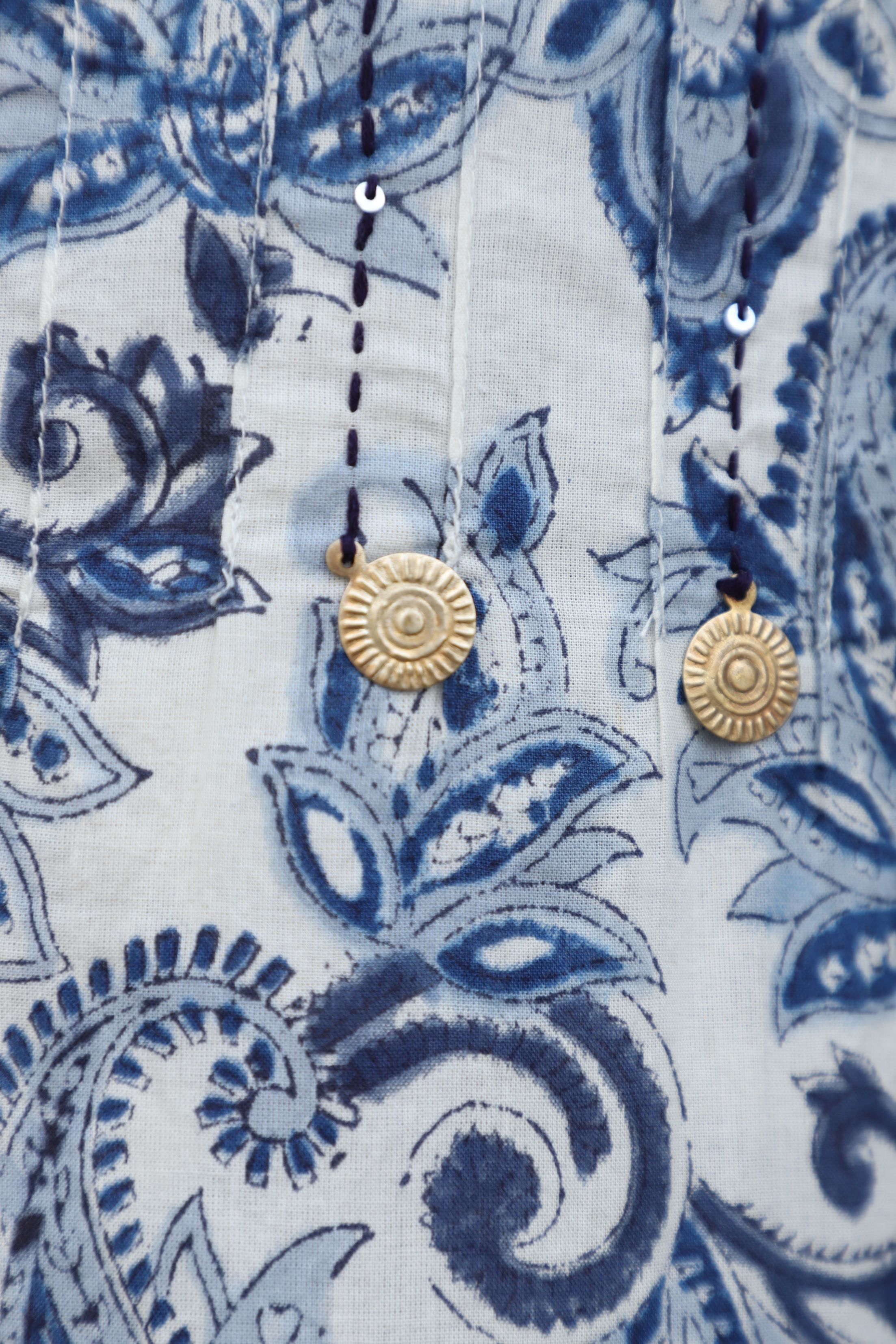 Persian Blue With White Straight kurta