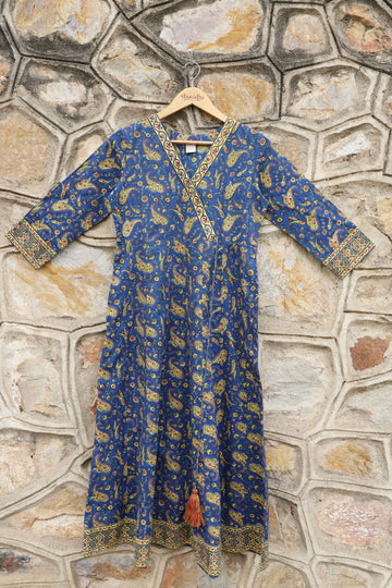 Cobalt blue Angarakha Anarkali Kurta