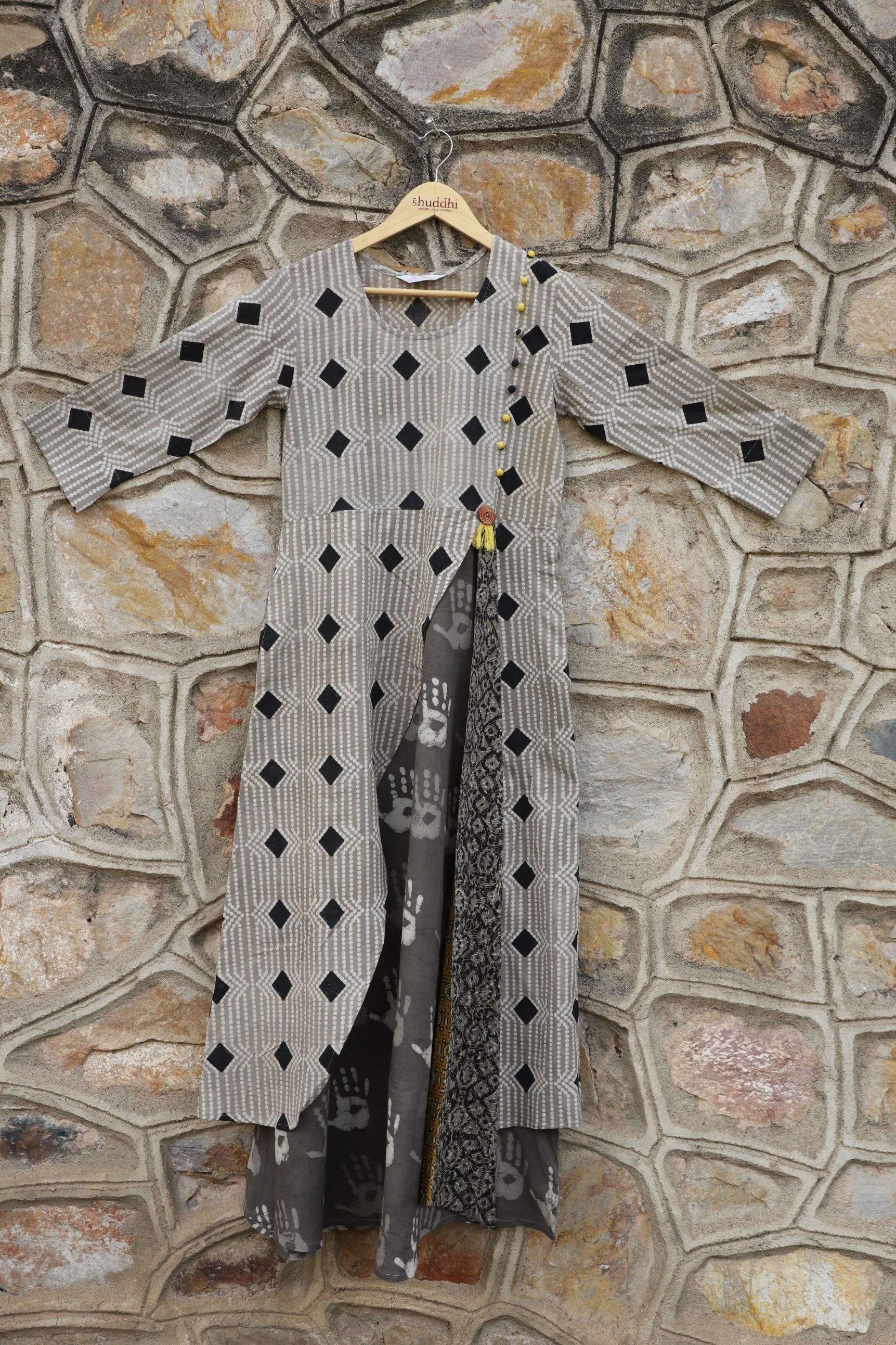 Sand Grey & Black Long Dress