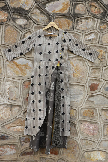 Sand Grey & Black Long Dress