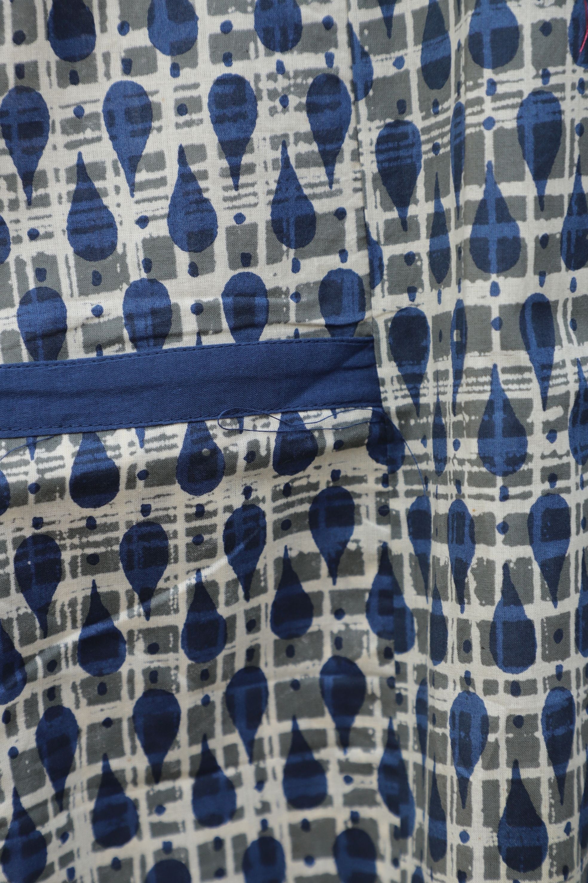 Slate Blue With Combination Of Egyption Blue Straight Kurta