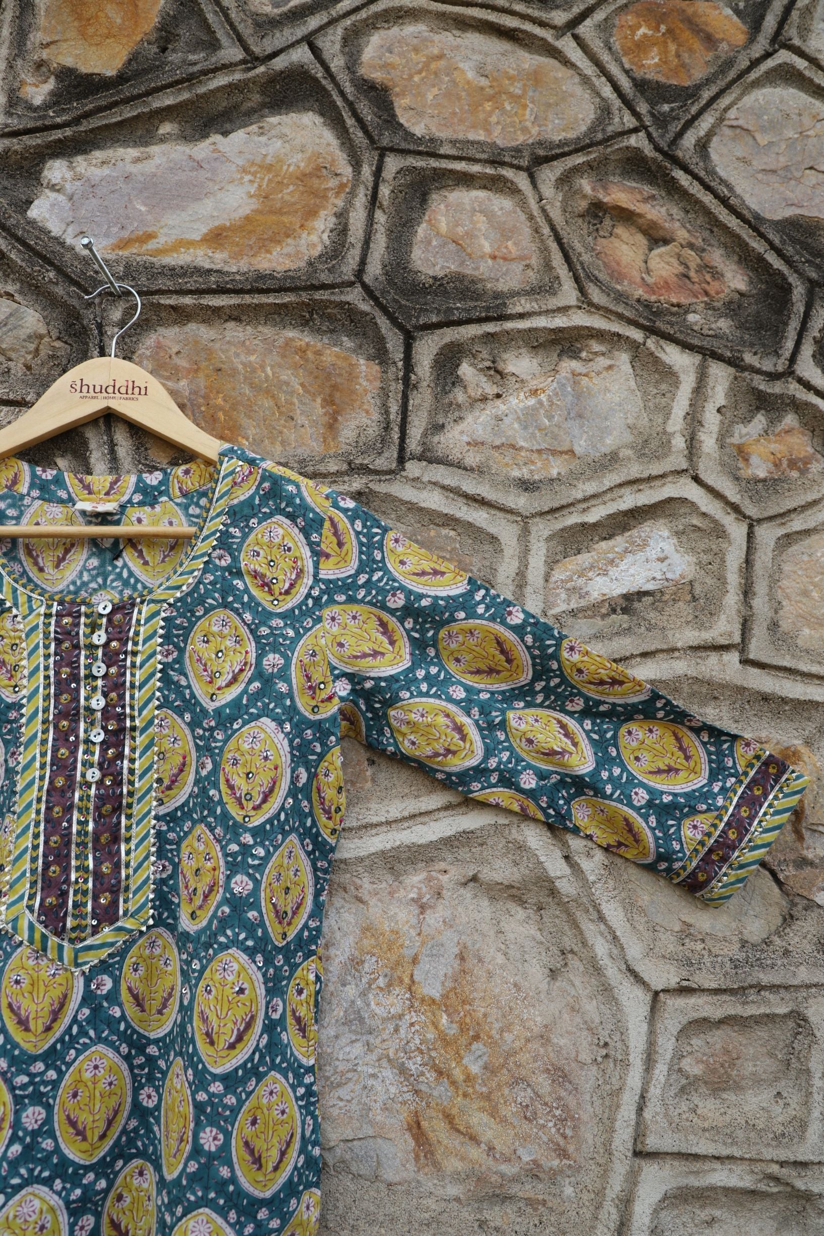 Pine Green & Lemon Yellow Straight kurta