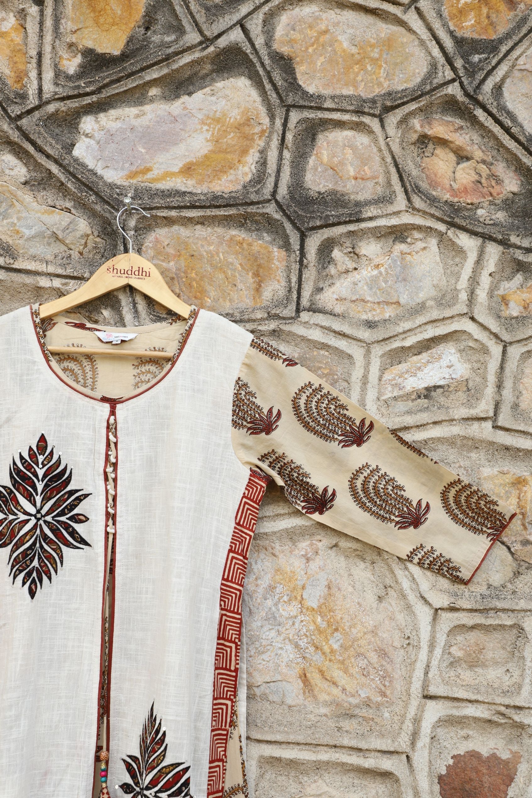Off White Jacket Style A line Dress Cum Kurta