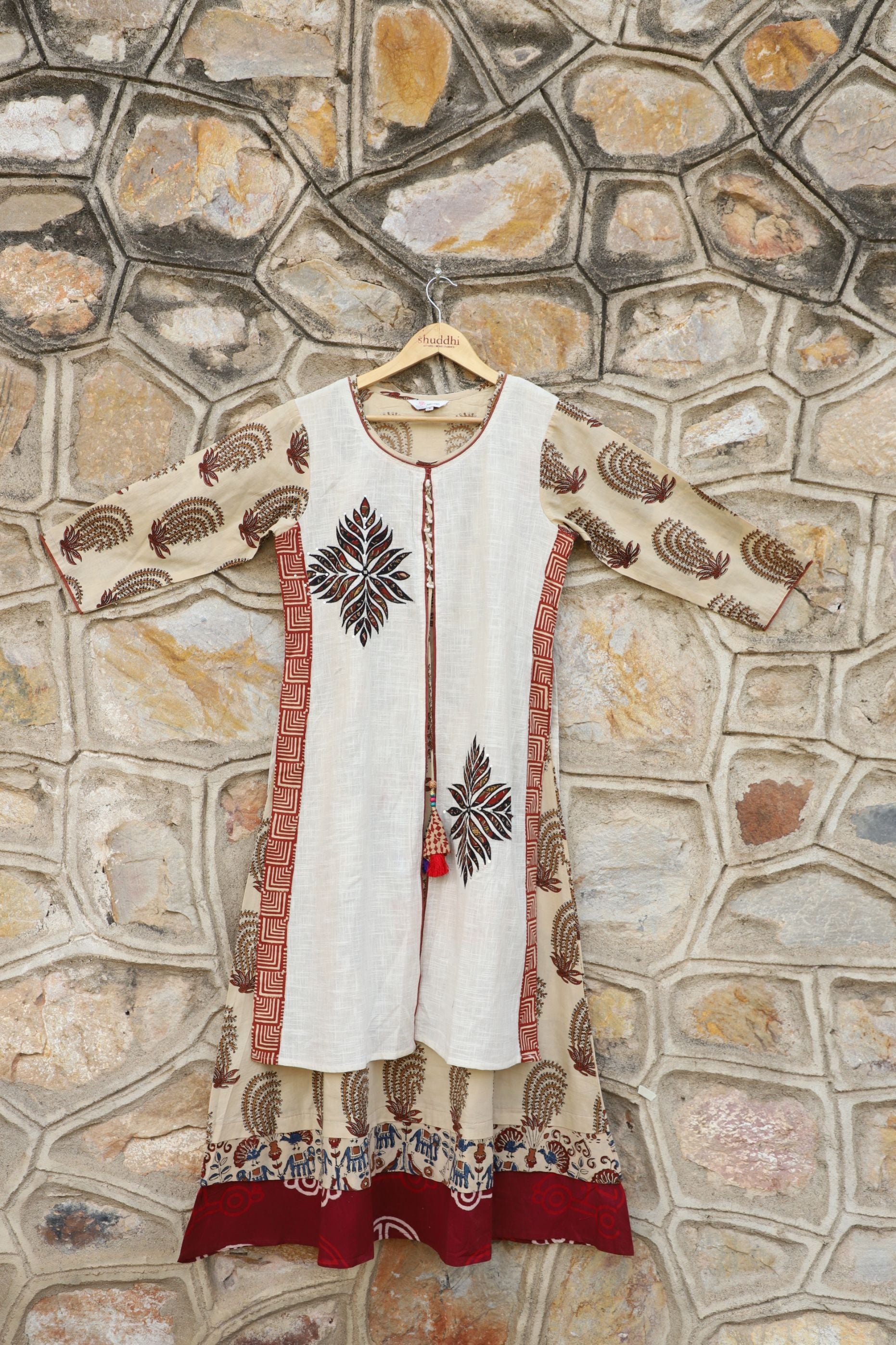 Off White Jacket Style A line Dress Cum Kurta