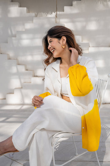 Mustard-White Coord Set